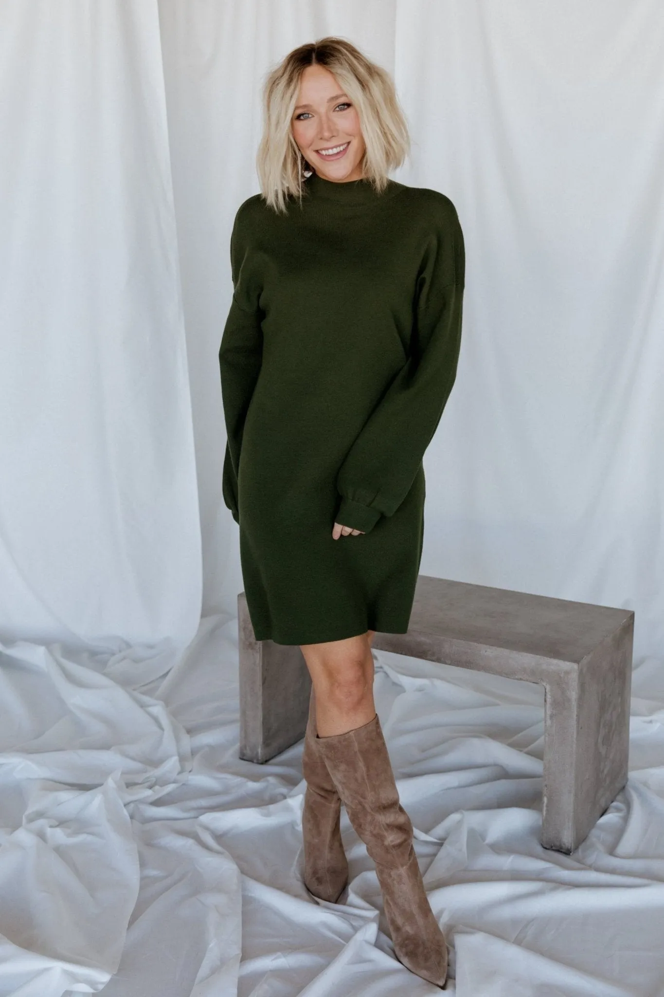 Jennings Sweater Dress | Deep Olive sold by Baltic Born