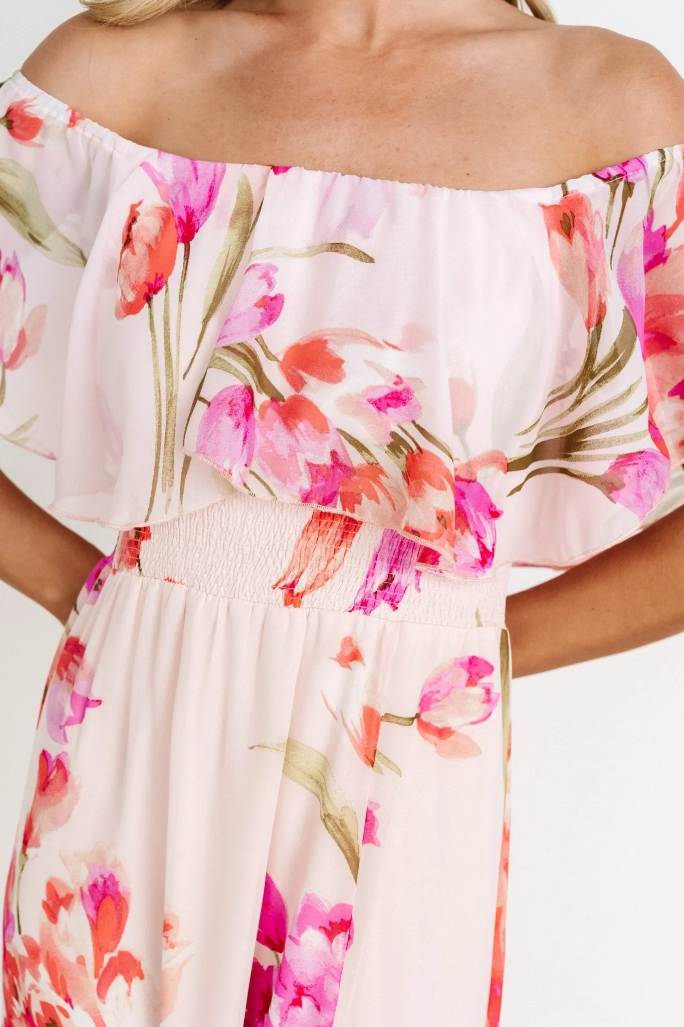 Daphne Off Shoulder Maxi Dress | Blush Floral sold by Baltic Born product image thumbnail 2