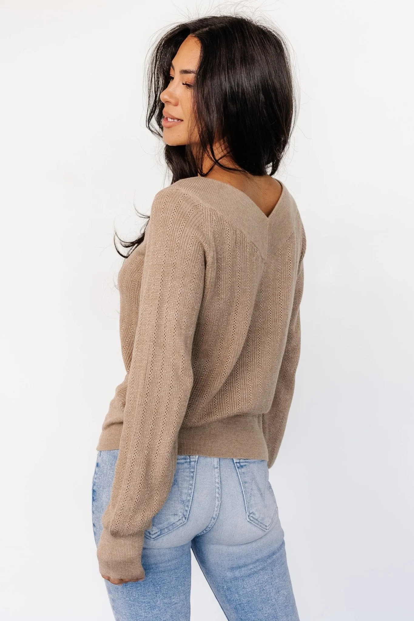 Ashby V Neck Sweater Top | Mocha sold by Baltic Born product image thumbnail 4