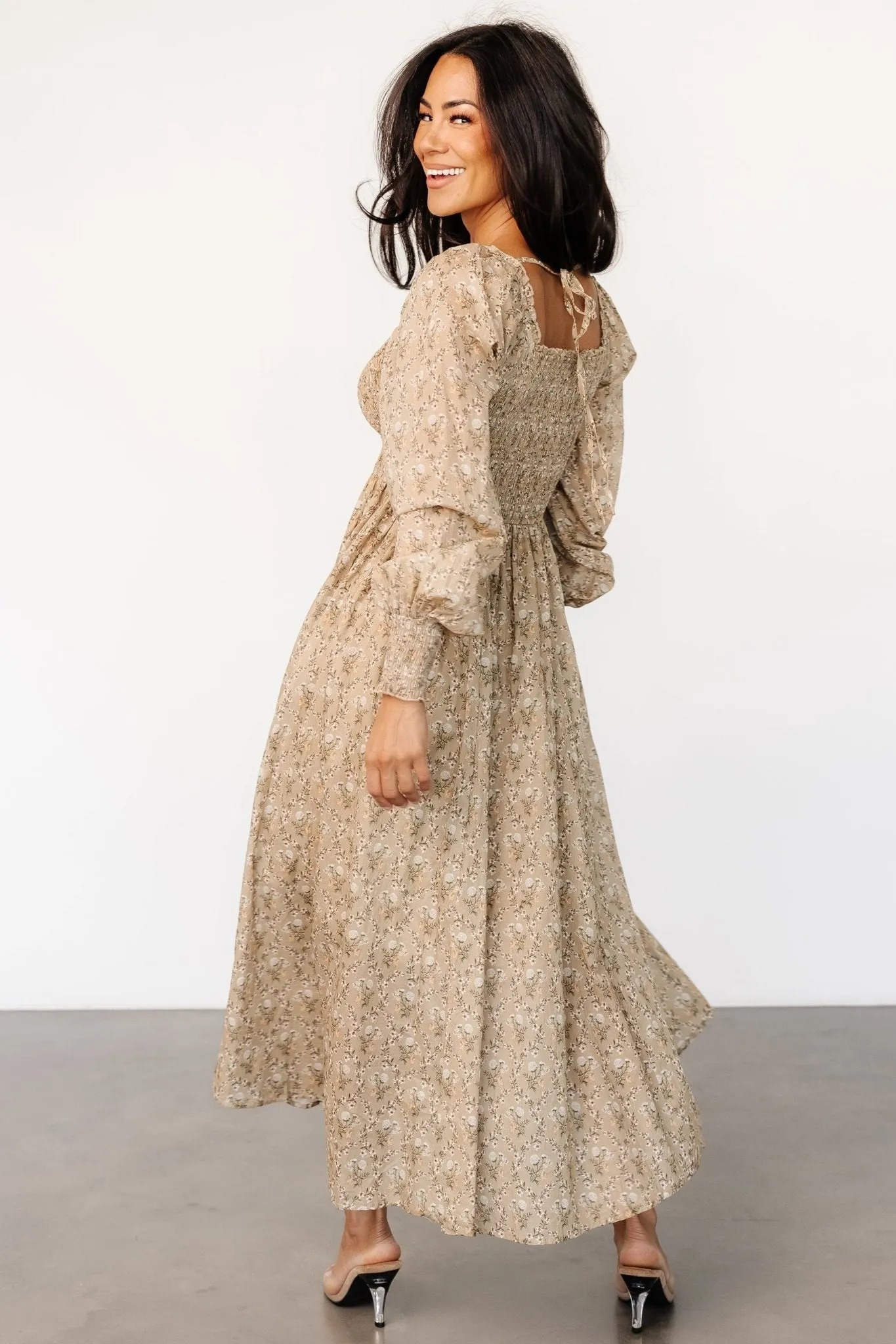 Truman Smocked Dress | Olive Floral sold by Baltic Born product image thumbnail 2