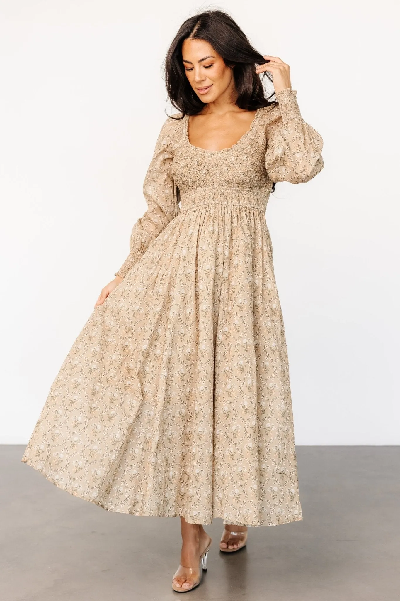 Truman Smocked Dress | Olive Floral sold by Baltic Born product image thumbnail 3