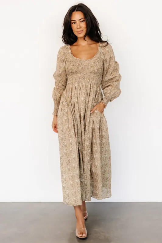 Truman Smocked Dress | Olive Floral sold by Baltic Born