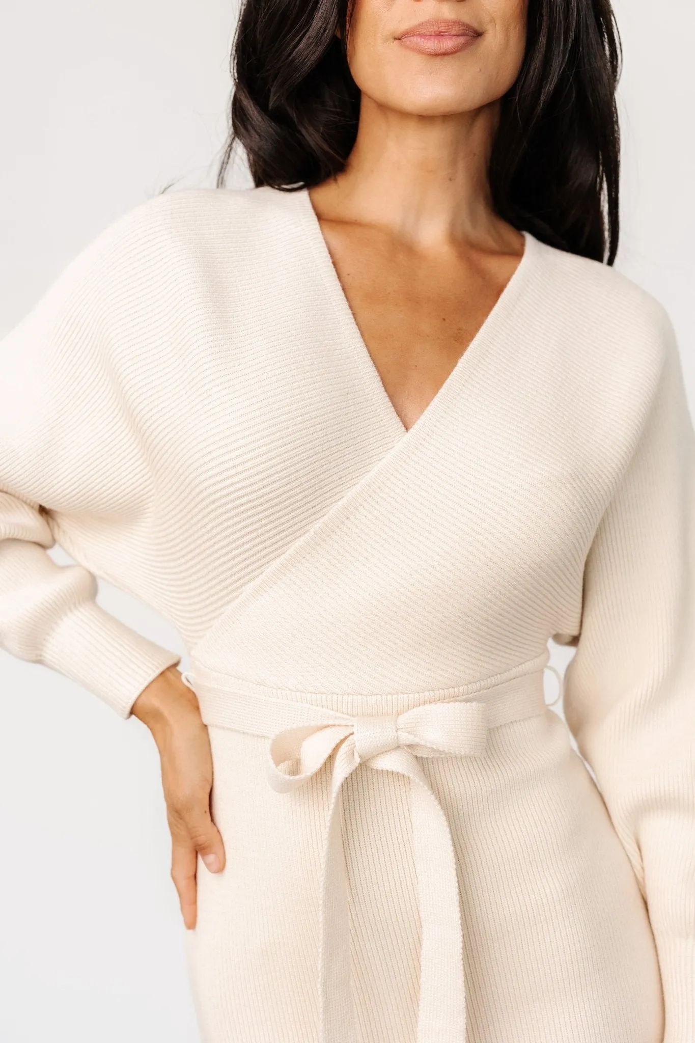 Sammi Faux Wrap Dress | Cream sold by Baltic Born product image thumbnail 4