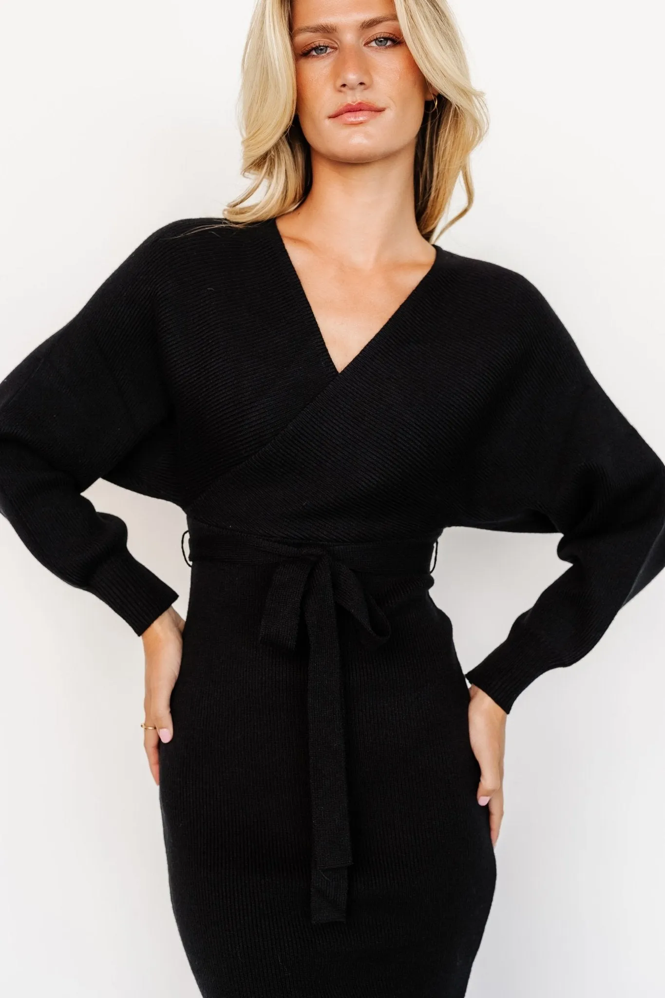 Sammi Faux Wrap Dress | Black sold by Baltic Born product image thumbnail 4