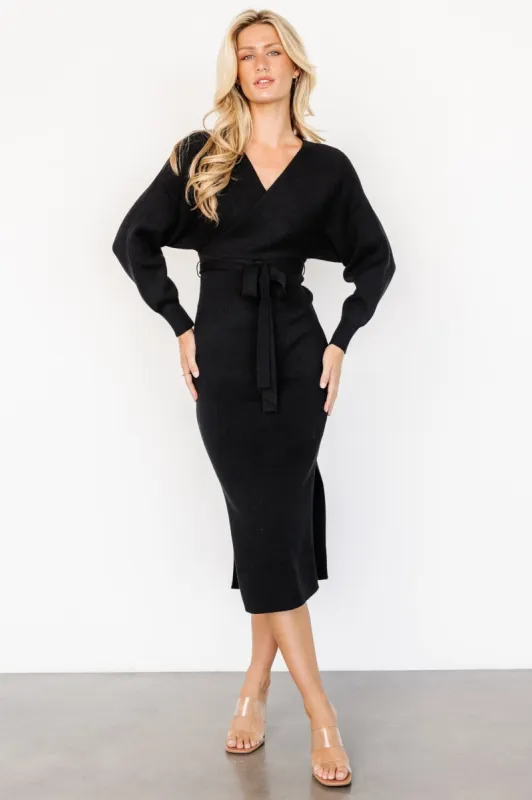 Sammi Faux Wrap Dress | Black sold by Baltic Born
