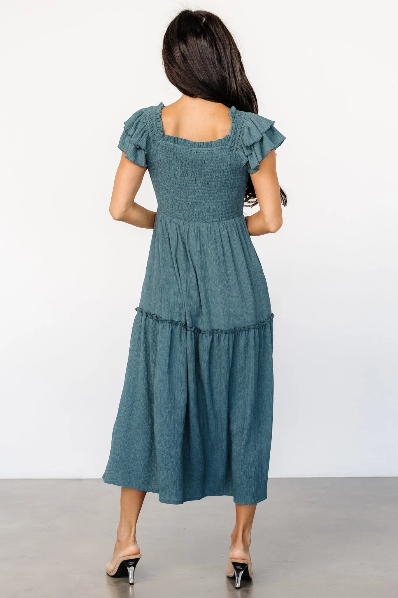 Jacie Smocked Midi Dress | Vintage Teal sold by Baltic Born product image thumbnail 4