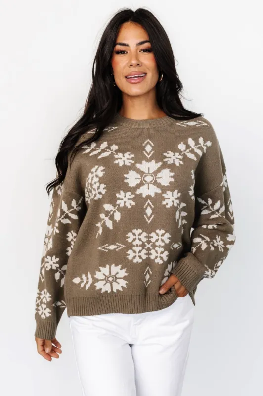 Elsa Sweater | Olive + Off White sold by Baltic Born