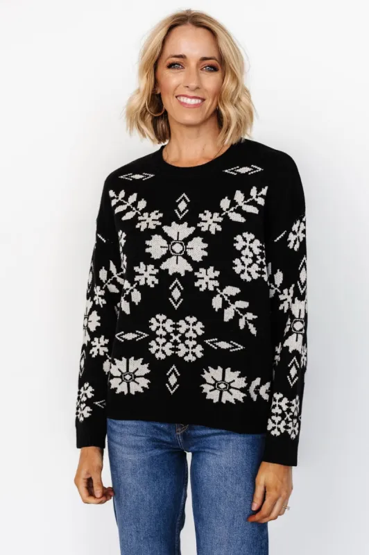 Elsa Sweater | Black + Off White sold by Baltic Born