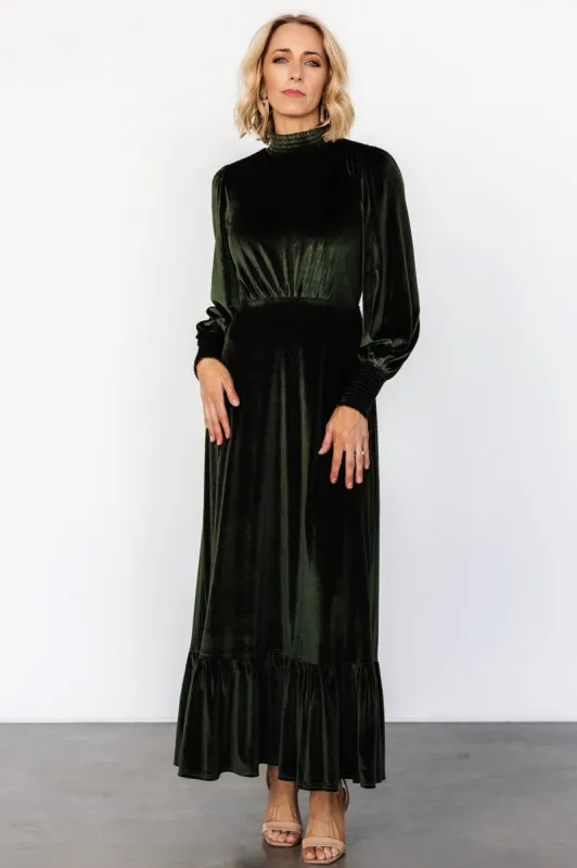Elodie Velvet Maxi Dress | Deep Olive sold by Baltic Born