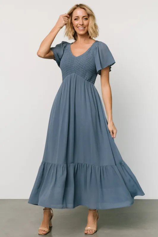 Monica Smocked Dress | Whisper Blue sold by Baltic Born
