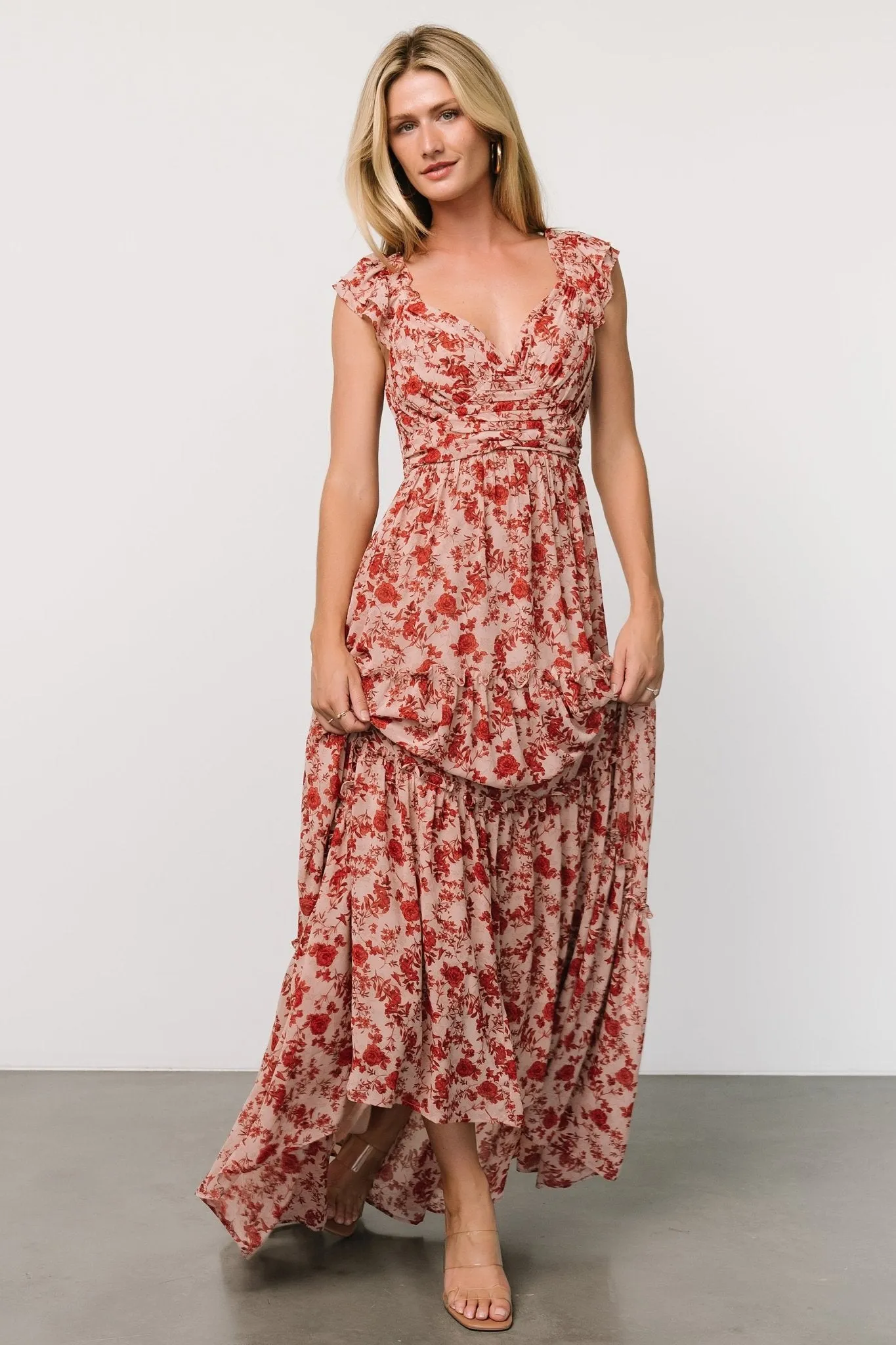 Martina Maxi Dress | Blush + Red sold by Baltic Born product image thumbnail 5