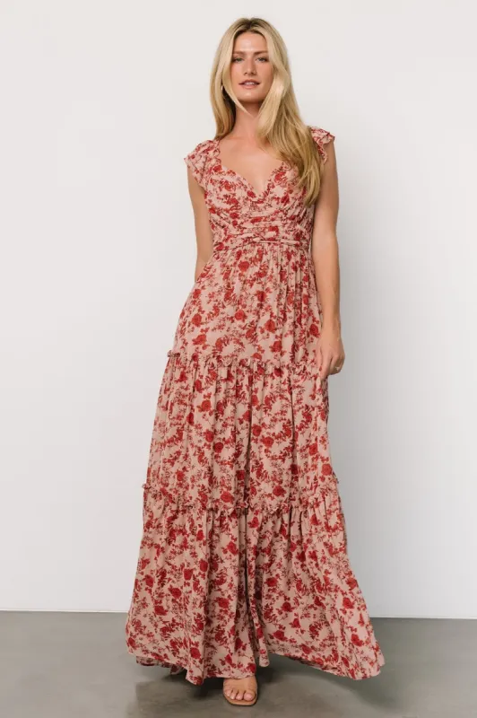 Martina Maxi Dress | Blush + Red sold by Baltic Born