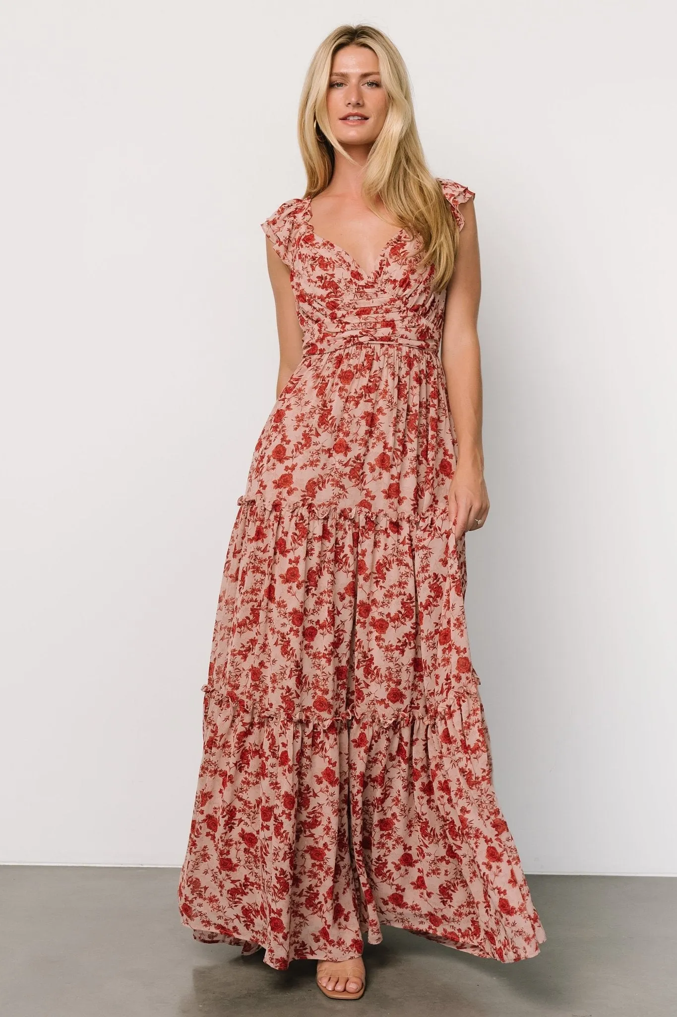 Martina Maxi Dress | Blush + Red sold by Baltic Born