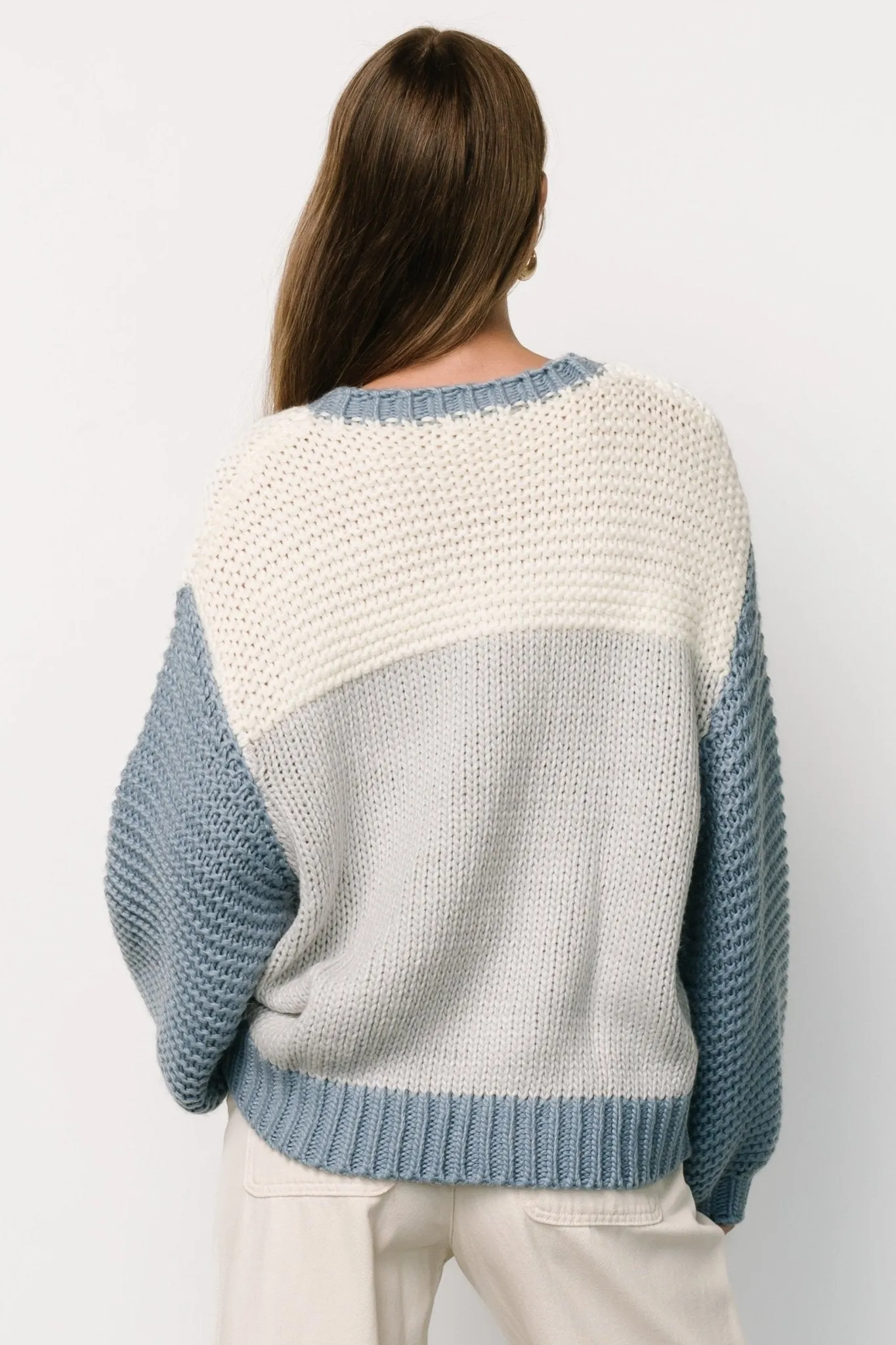 Hygge Chunky Knit Sweater | Blue + Cream sold by Baltic Born product image thumbnail 4
