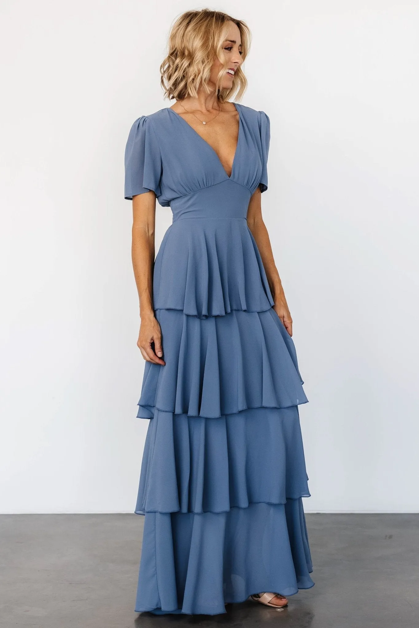 Montaigne Ruffle Maxi Dress | Whisper Blue sold by Baltic Born product image thumbnail 3