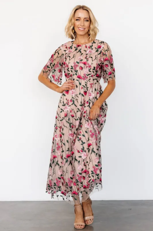 Arabella Embroidered Tulle Maxi Dress | Rose Garden sold by Baltic Born