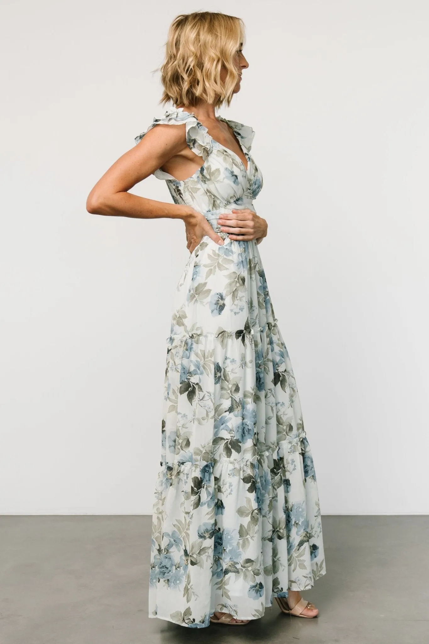 Martina Maxi Dress | Light Blue Floral sold by Baltic Born product image thumbnail 3