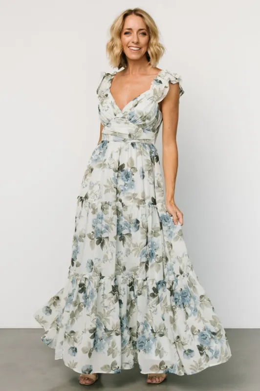 Martina Maxi Dress | Light Blue Floral sold by Baltic Born