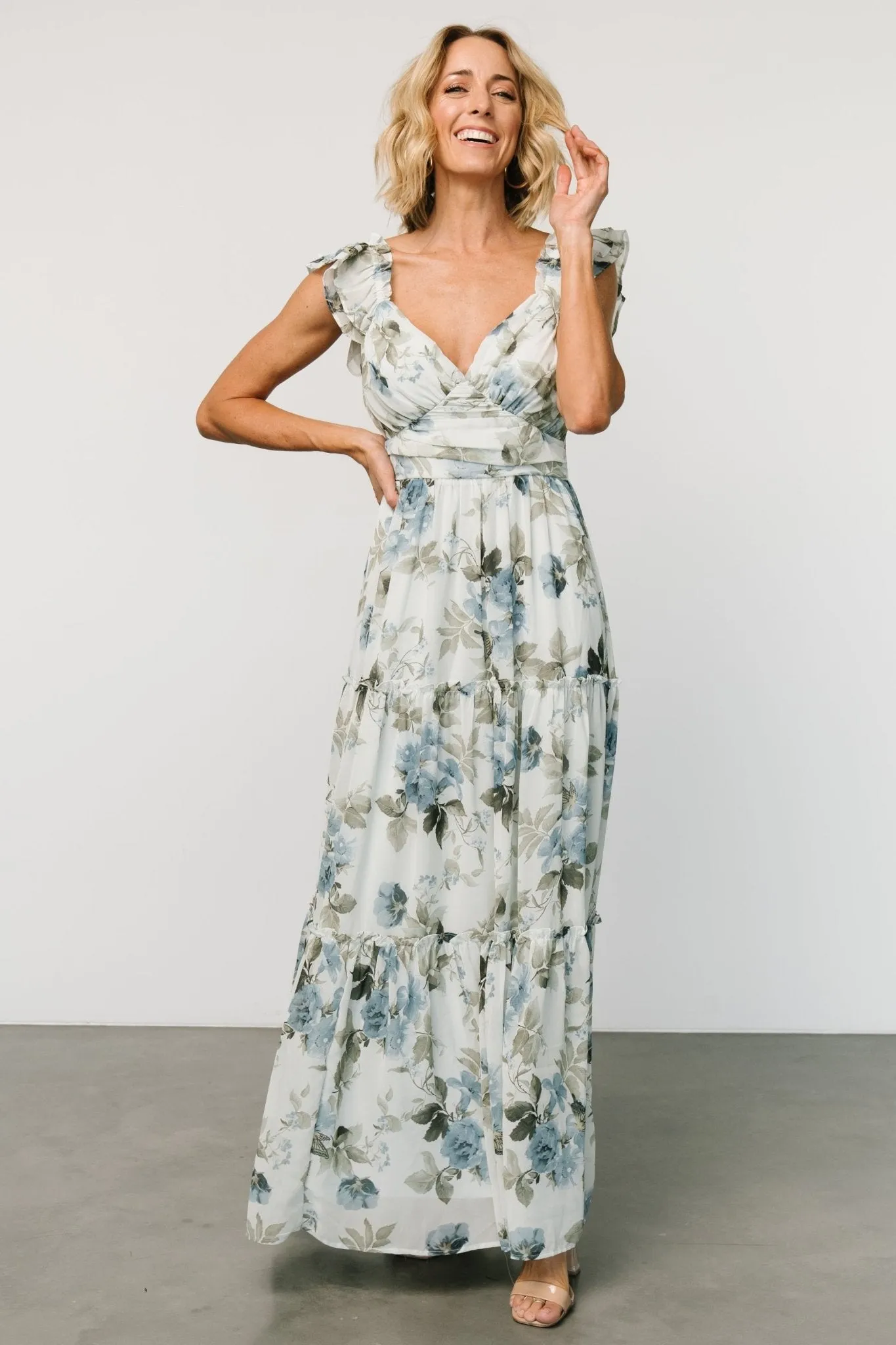 Martina Maxi Dress | Light Blue Floral sold by Baltic Born product image thumbnail 5