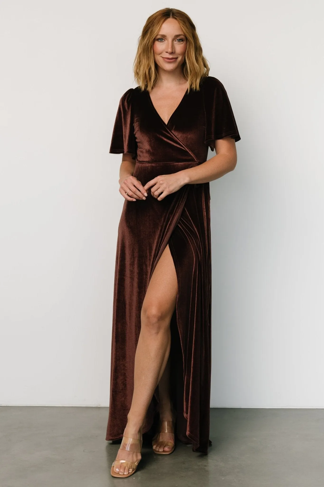 Katelyn Velvet Maxi Wrap Dress | Clove sold by Baltic Born product image thumbnail 4