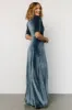 Katelyn Velvet Maxi Wrap Dress | Blue sold by Baltic Born