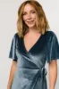 Katelyn Velvet Maxi Wrap Dress | Blue sold by Baltic Born