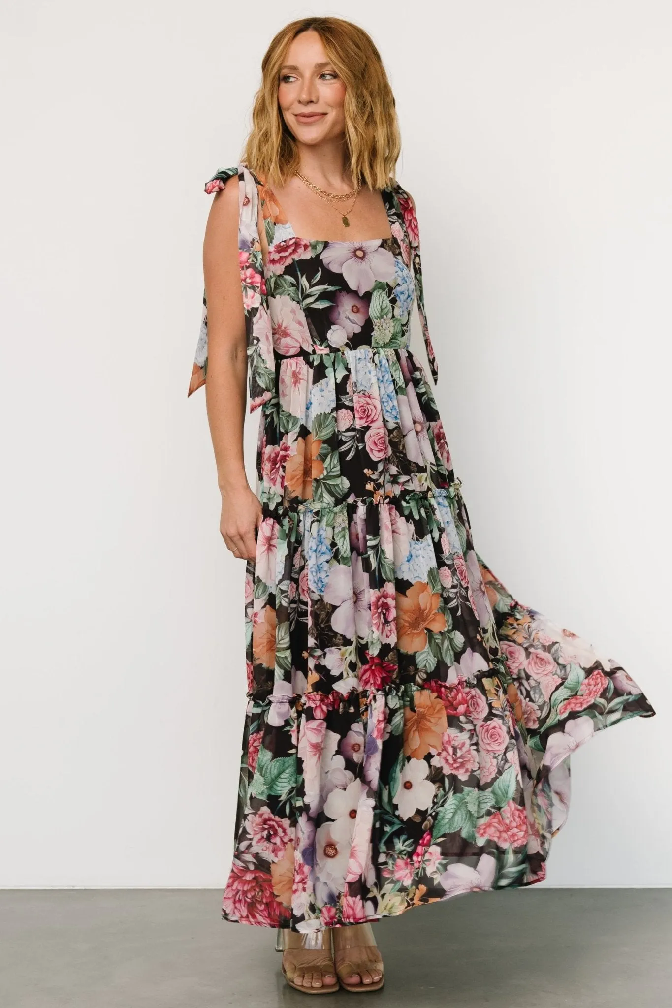 Anita Maxi Dress | Black Multi Floral sold by Baltic Born