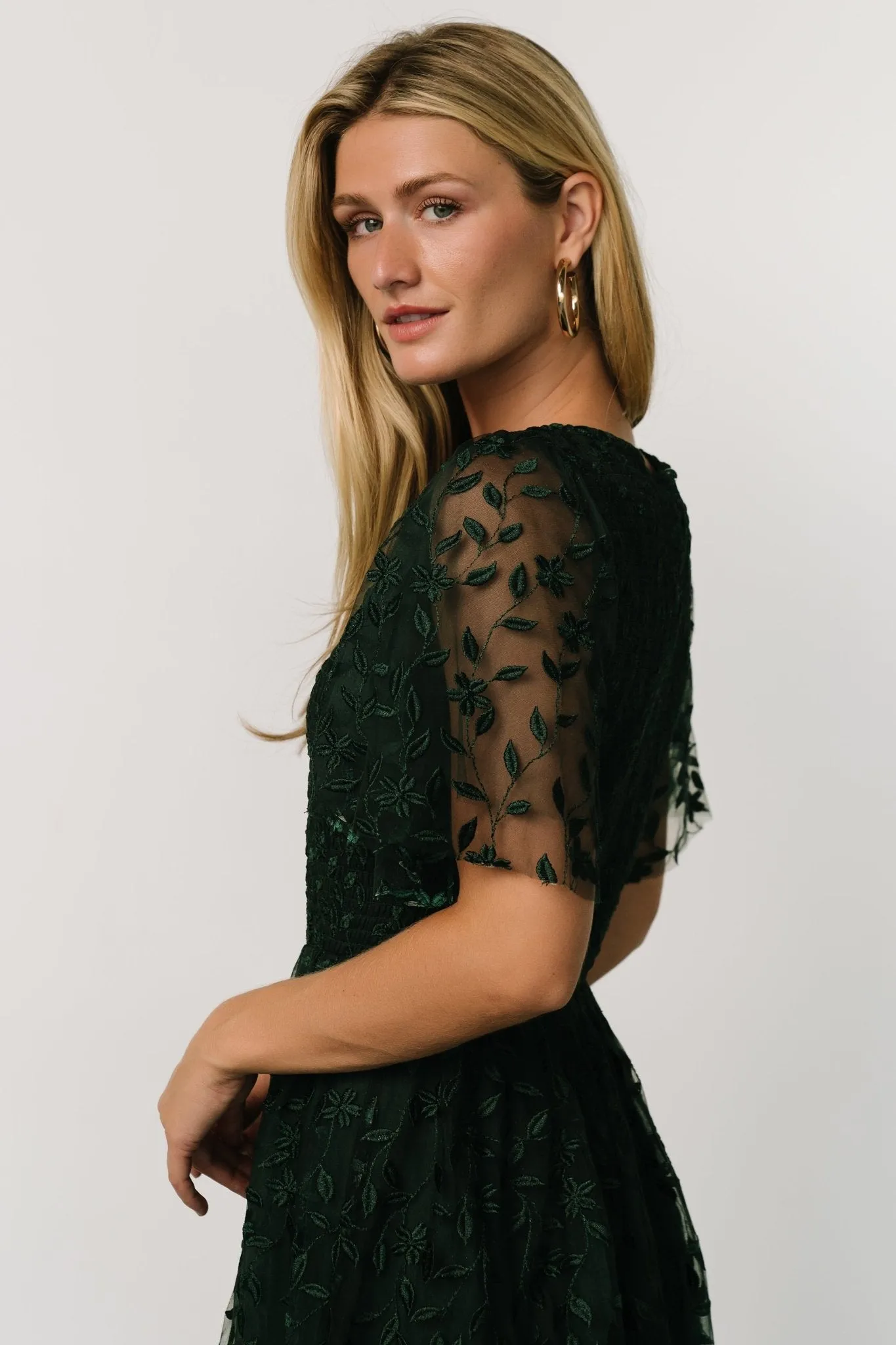 Kendra Embroidered Dress | Dark Green sold by Baltic Born product image thumbnail 2