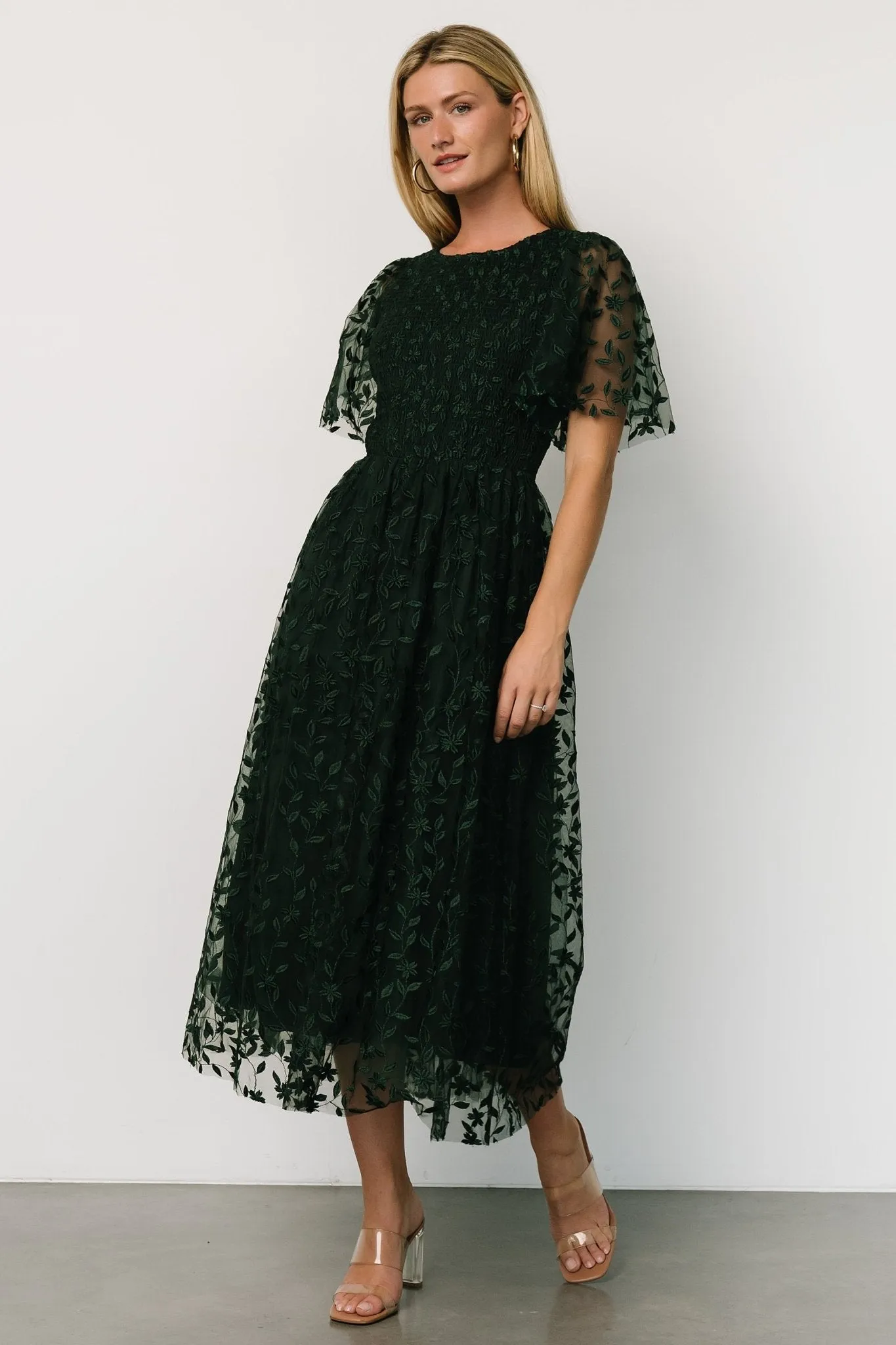 Kendra Embroidered Dress | Dark Green sold by Baltic Born product image thumbnail 4