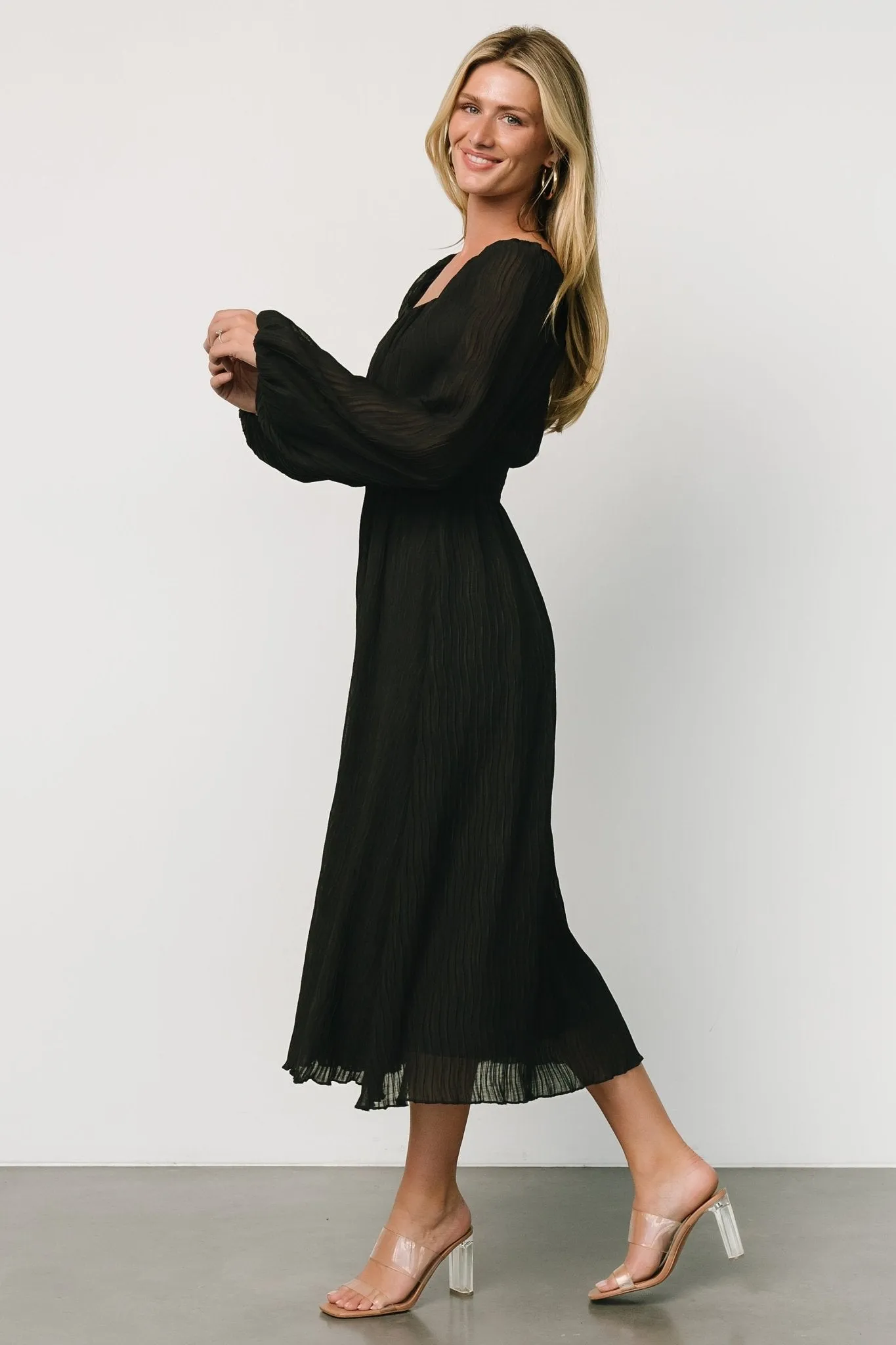 Dalton Pleated Midi Dress | Black sold by Baltic Born product image thumbnail 3