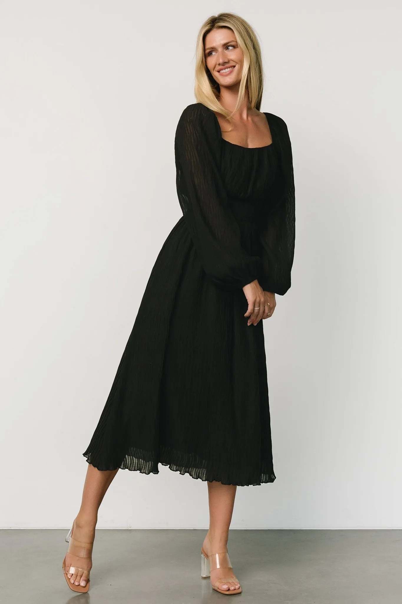 Dalton Pleated Midi Dress | Black sold by Baltic Born product image thumbnail 4