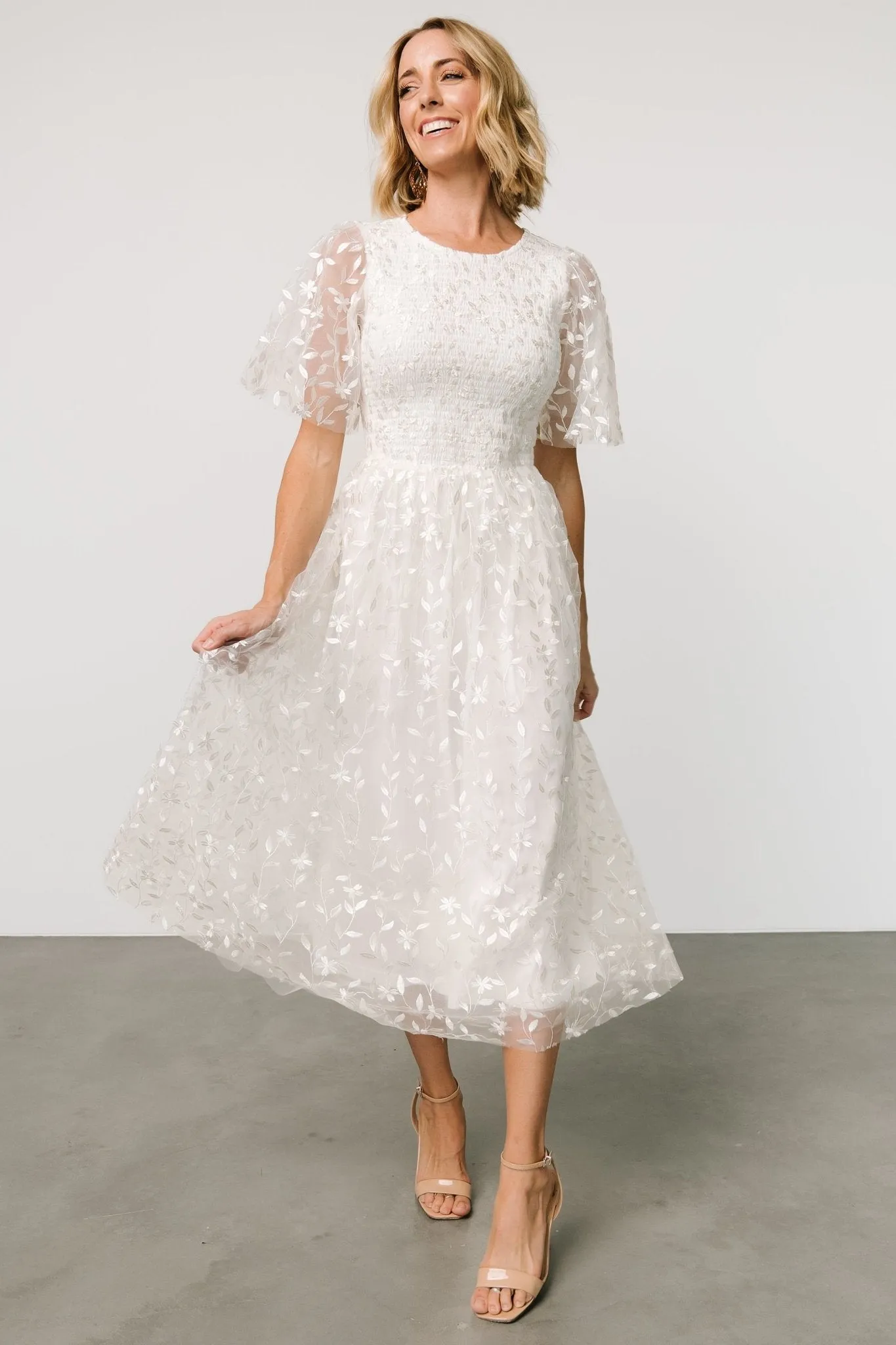 Kendra Embroidered Dress | White sold by Baltic Born product image thumbnail 5