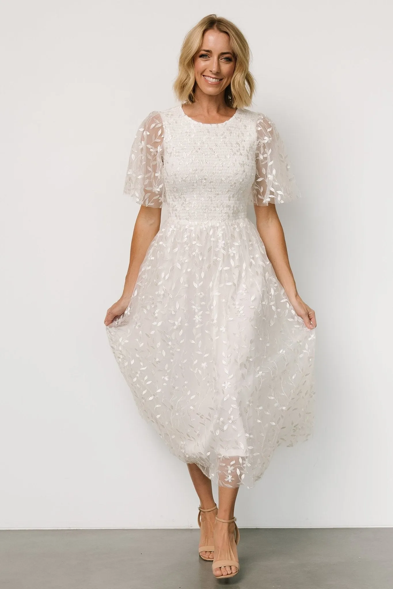 Kendra Embroidered Dress | White sold by Baltic Born product image thumbnail 3