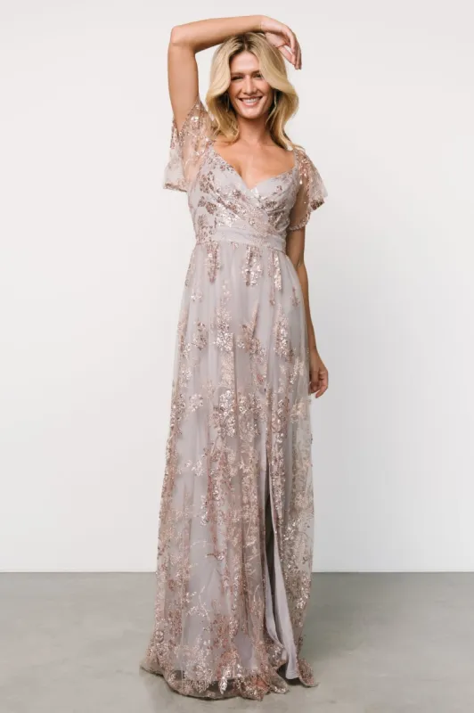 Corinne Shimmer Maxi Gown | Lavender sold by Baltic Born