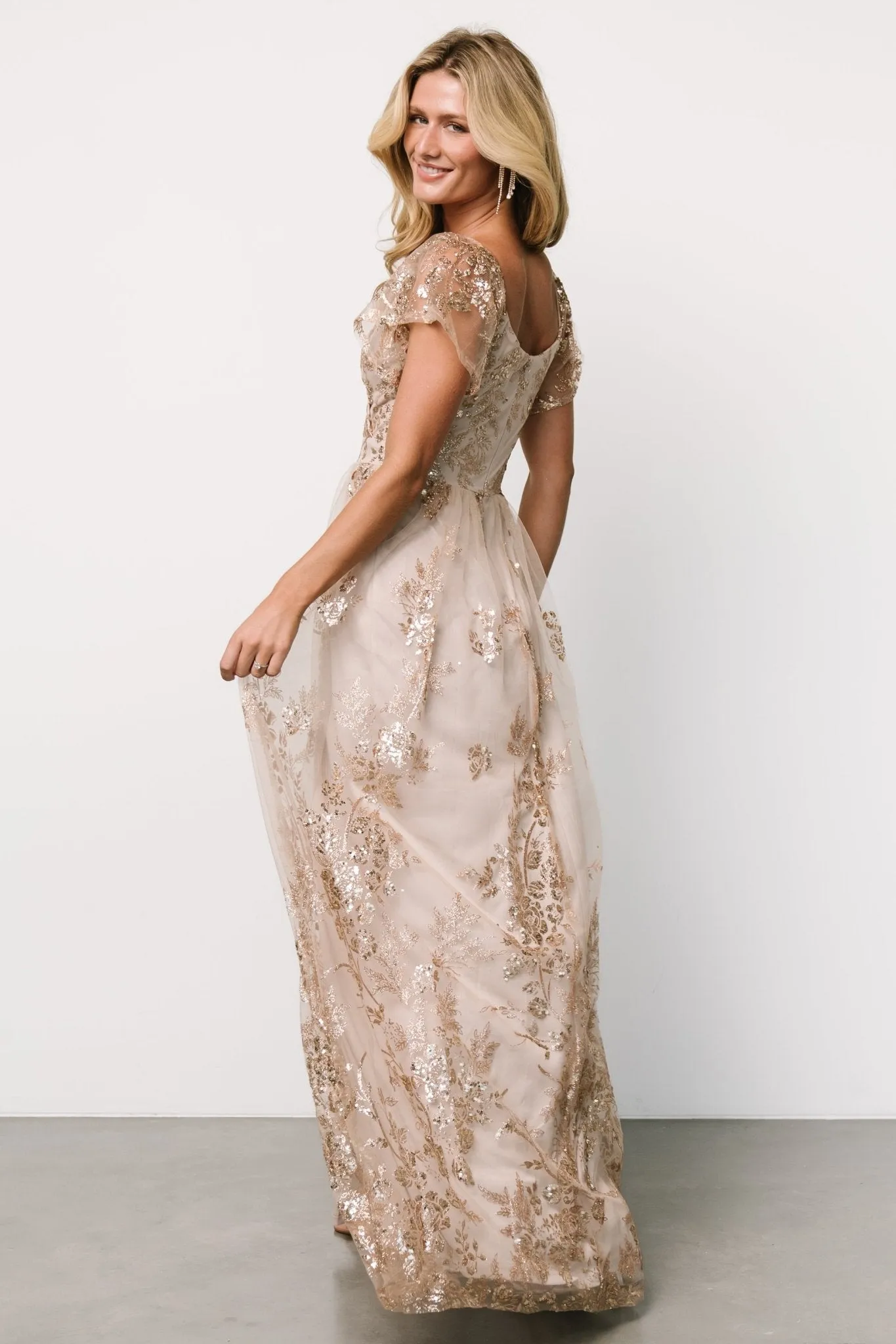 Corinne Shimmer Maxi Gown | Champagne sold by Baltic Born product image thumbnail 3