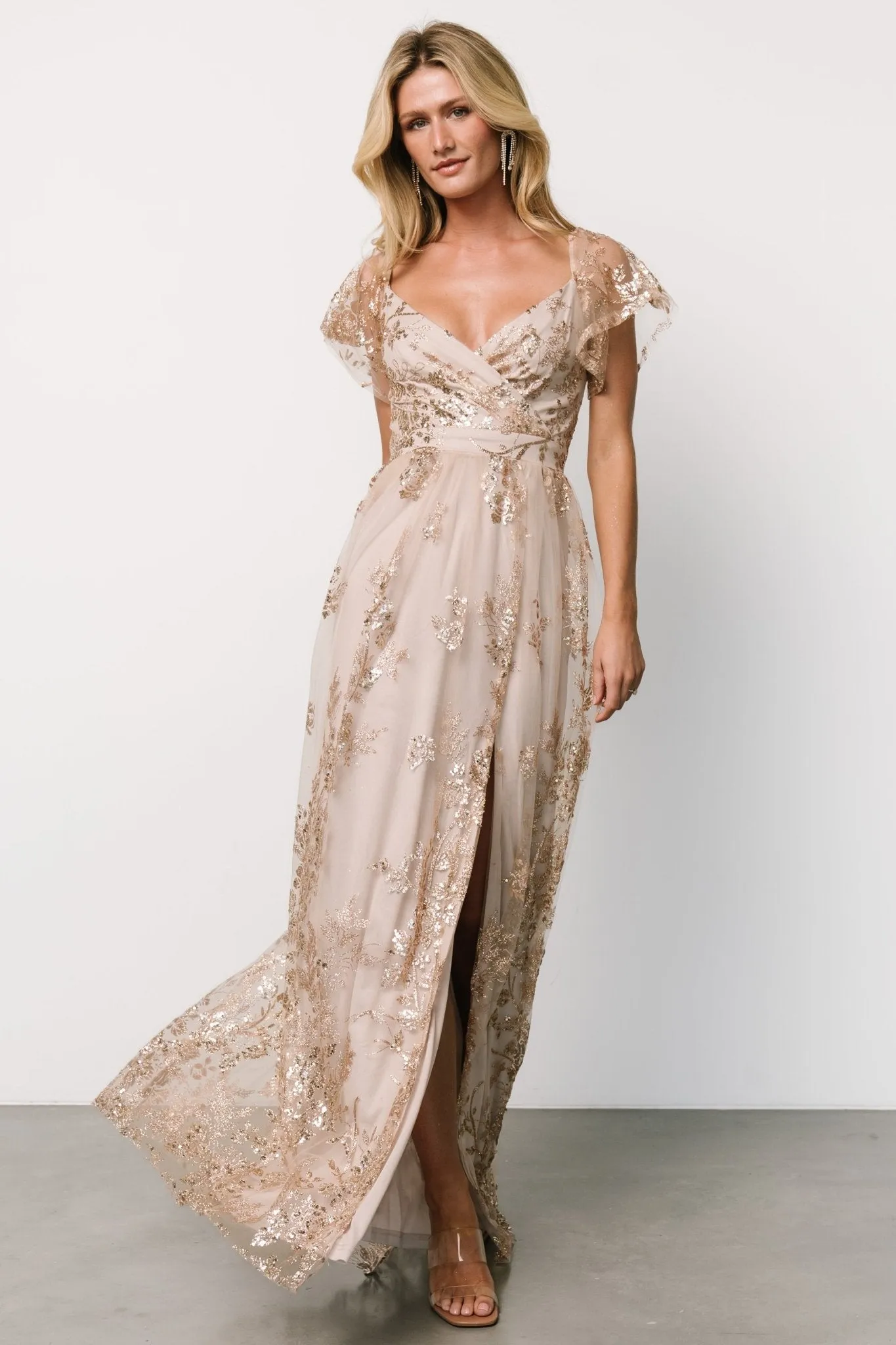 Corinne Shimmer Maxi Gown | Champagne sold by Baltic Born product image thumbnail 4