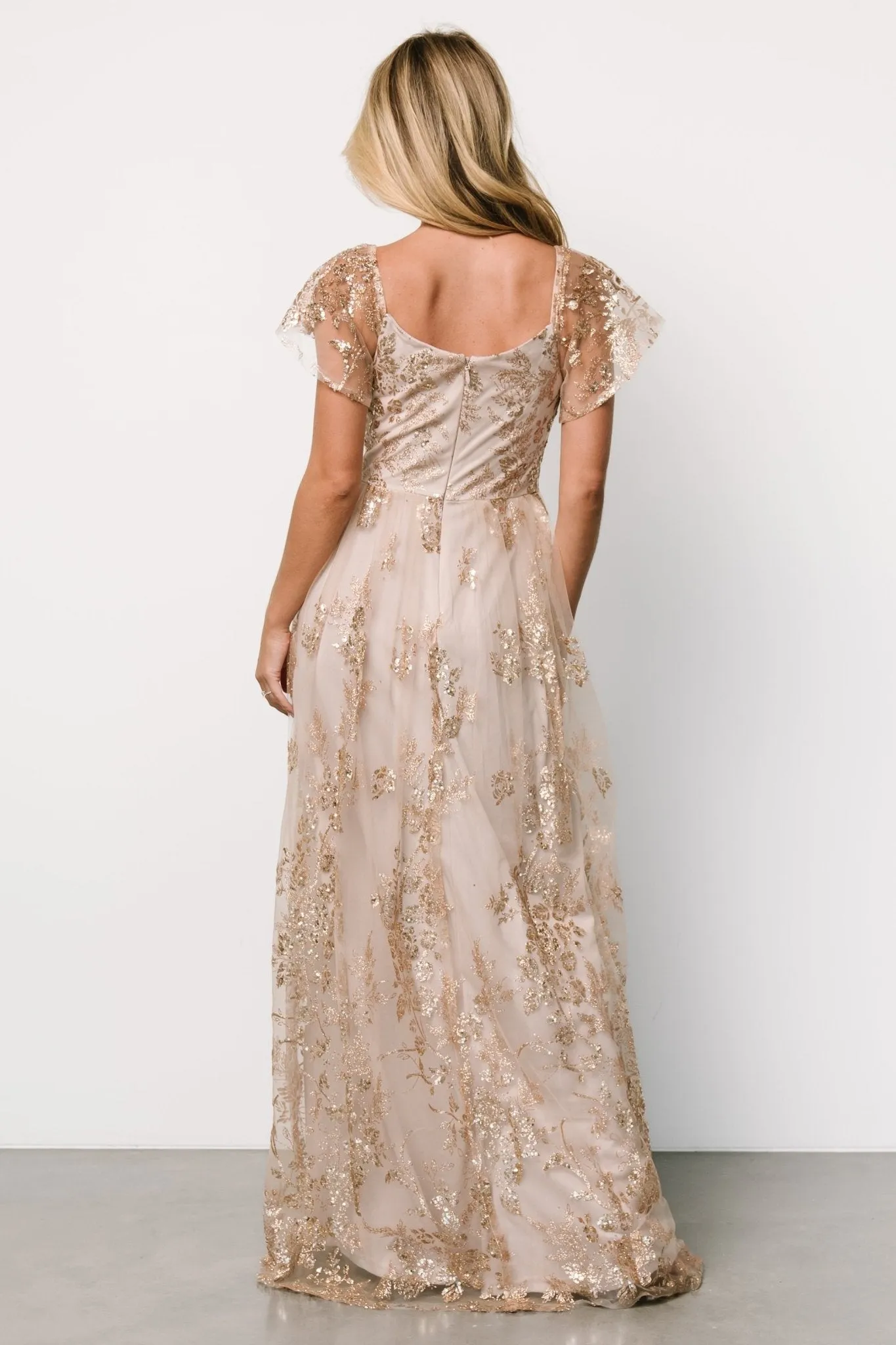 Corinne Shimmer Maxi Gown | Champagne sold by Baltic Born product image thumbnail 5