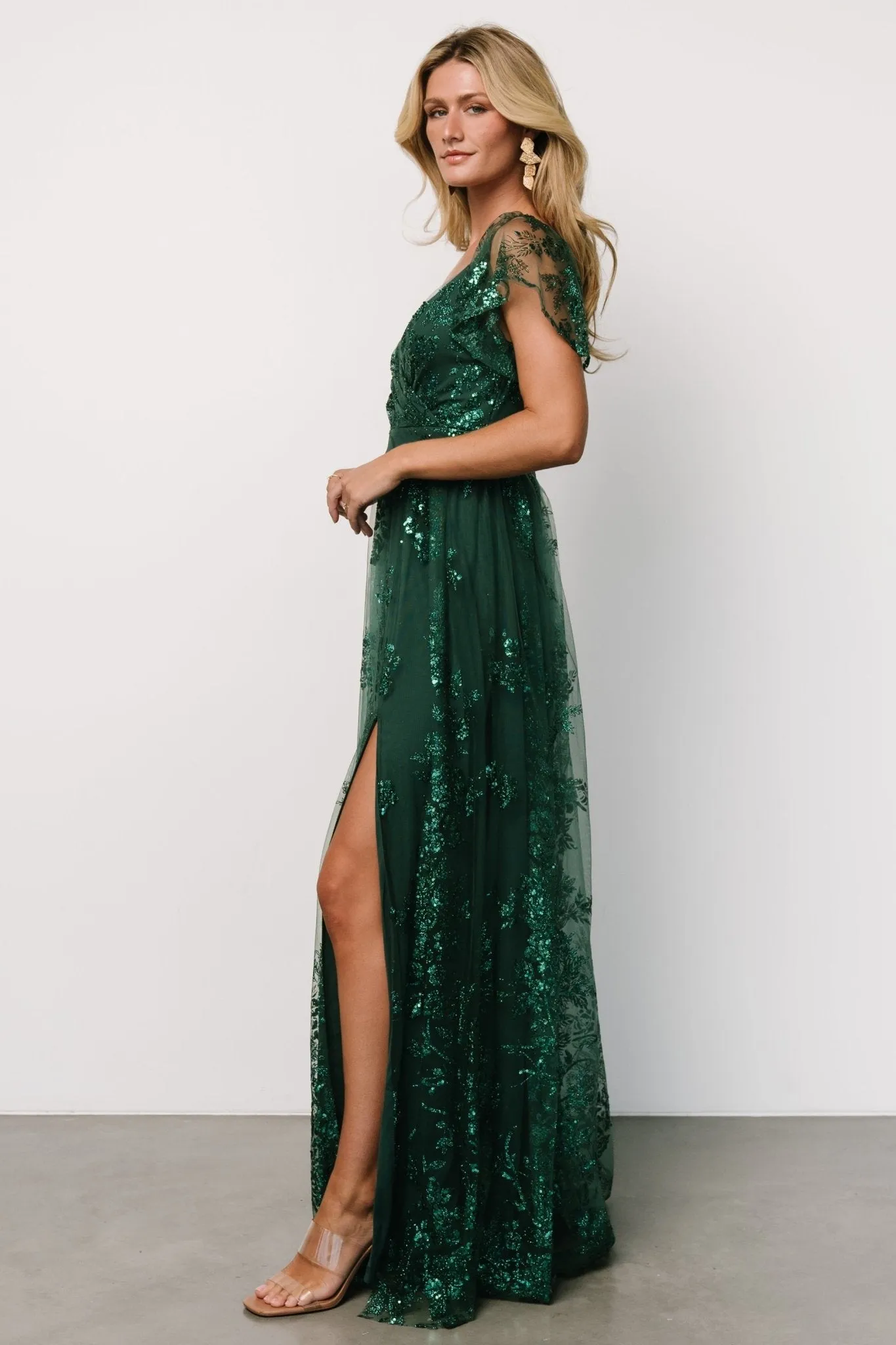 Corinne Shimmer Maxi Gown | Emerald sold by Baltic Born product image thumbnail 3