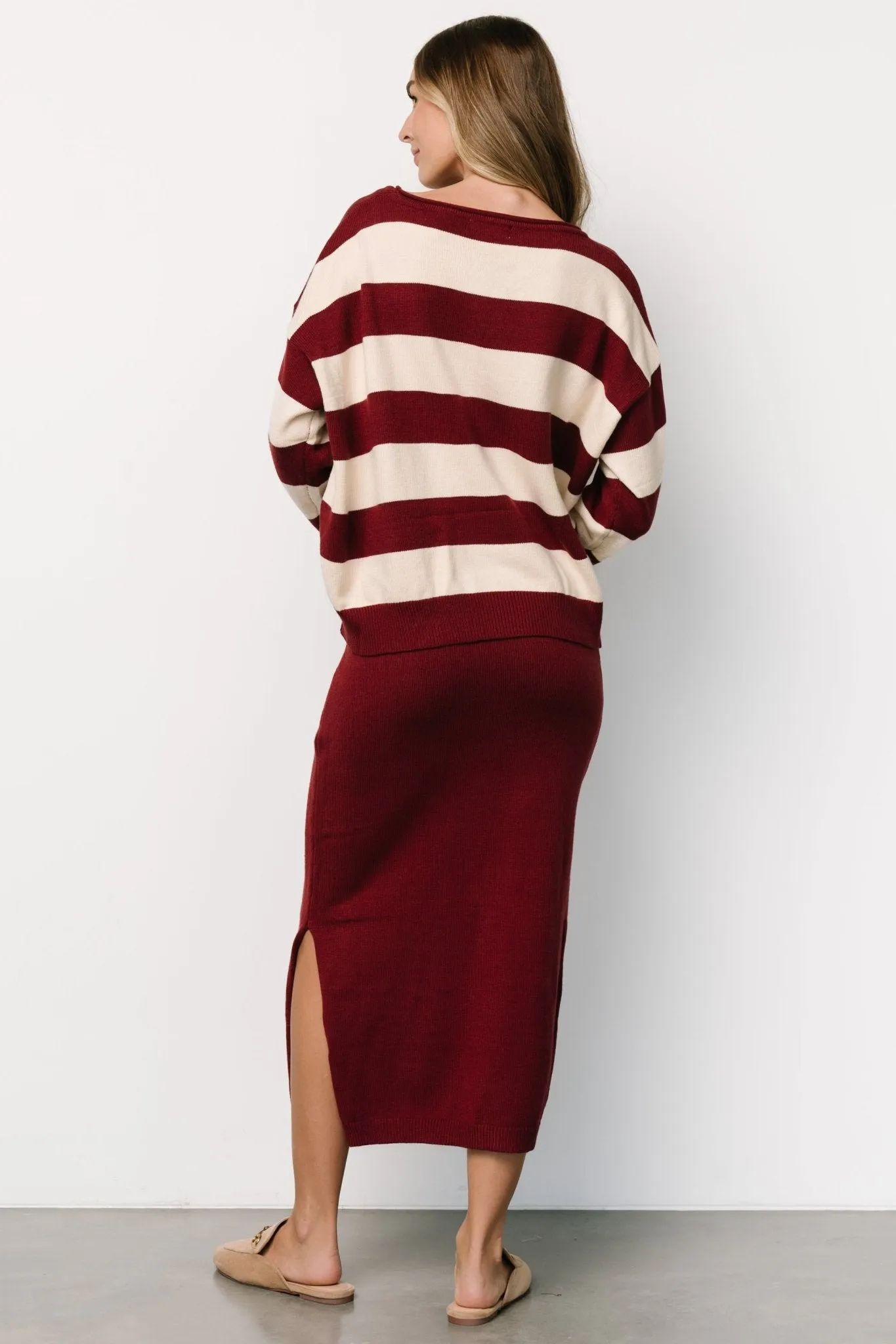 Carlotta Sweater + Skirt Set | Burgundy + Cream sold by Baltic Born product image thumbnail 5