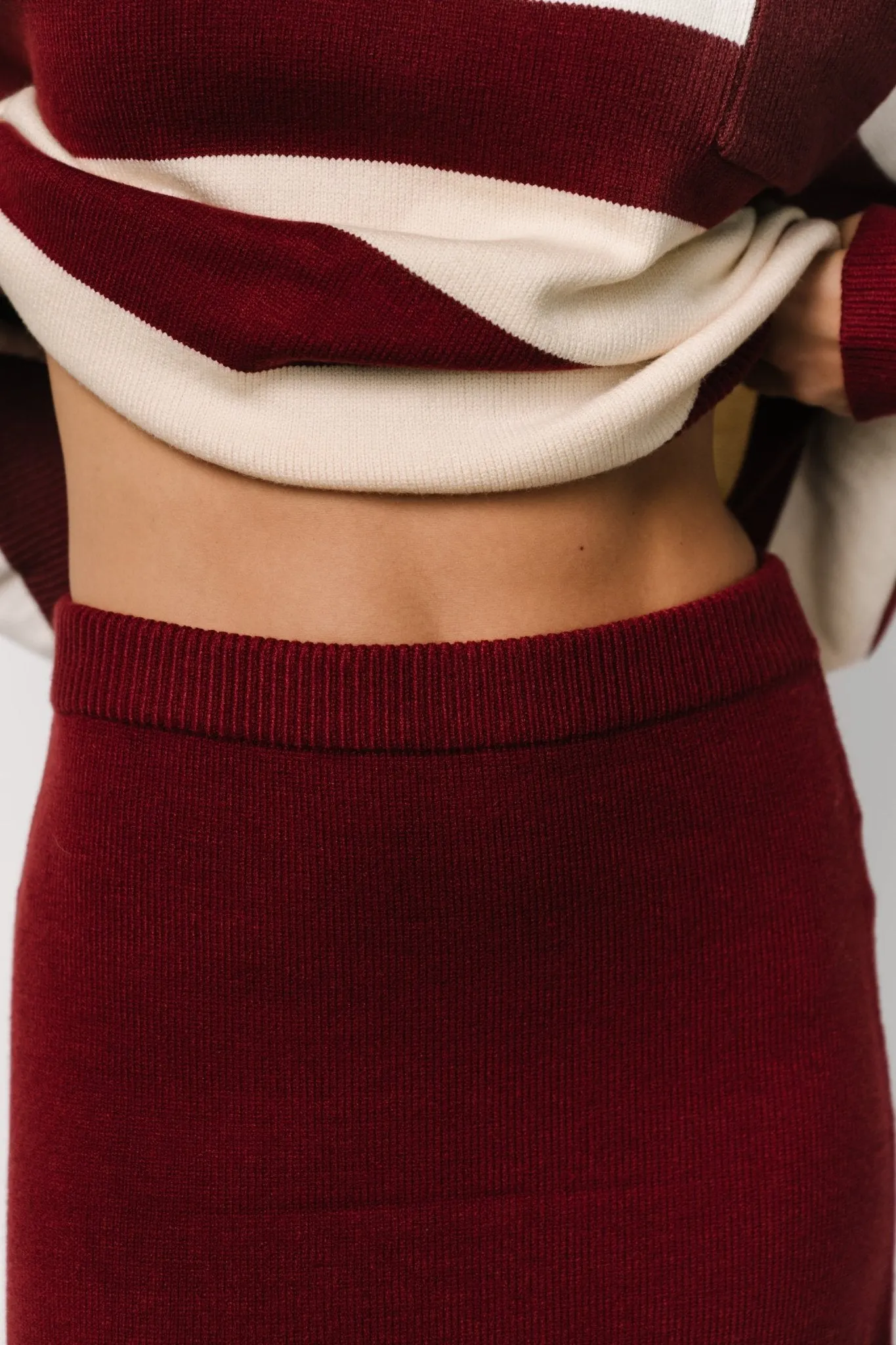 Carlotta Sweater + Skirt Set | Burgundy + Cream sold by Baltic Born product image thumbnail 2