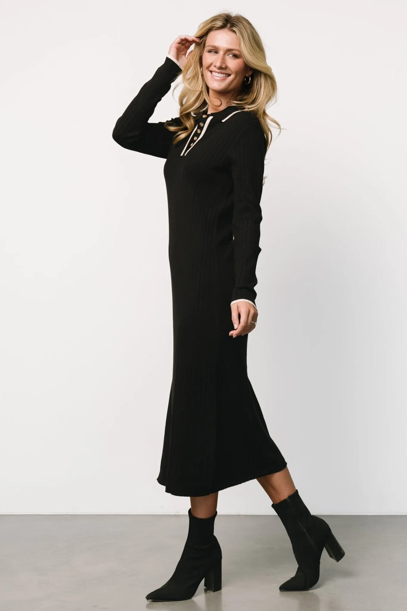 Shantel Polo Dress | Black + Cream sold by Baltic Born product image thumbnail 3