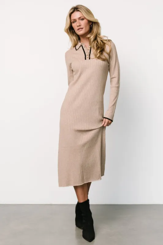 Shantel Polo Dress | Taupe + Black sold by Baltic Born