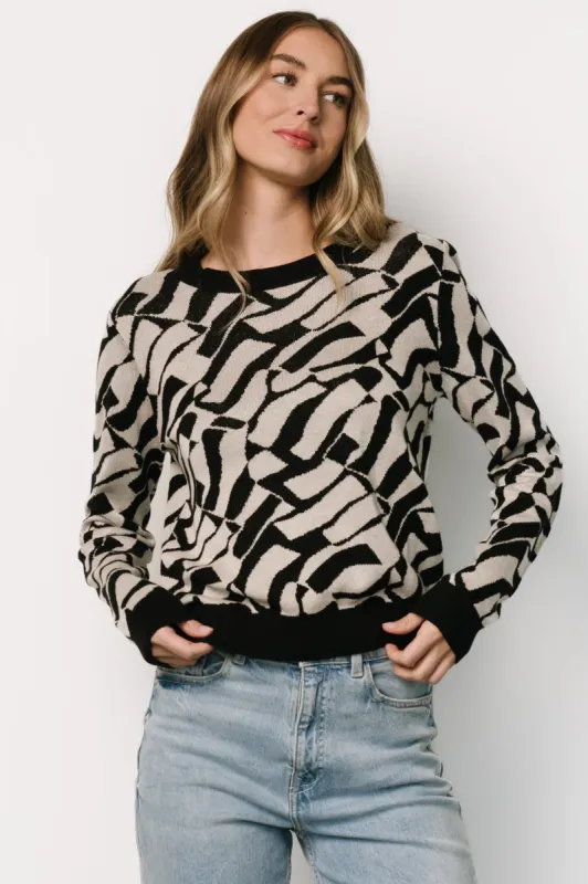 Petra Knit Sweater Top | Black + Ivory sold by Baltic Born