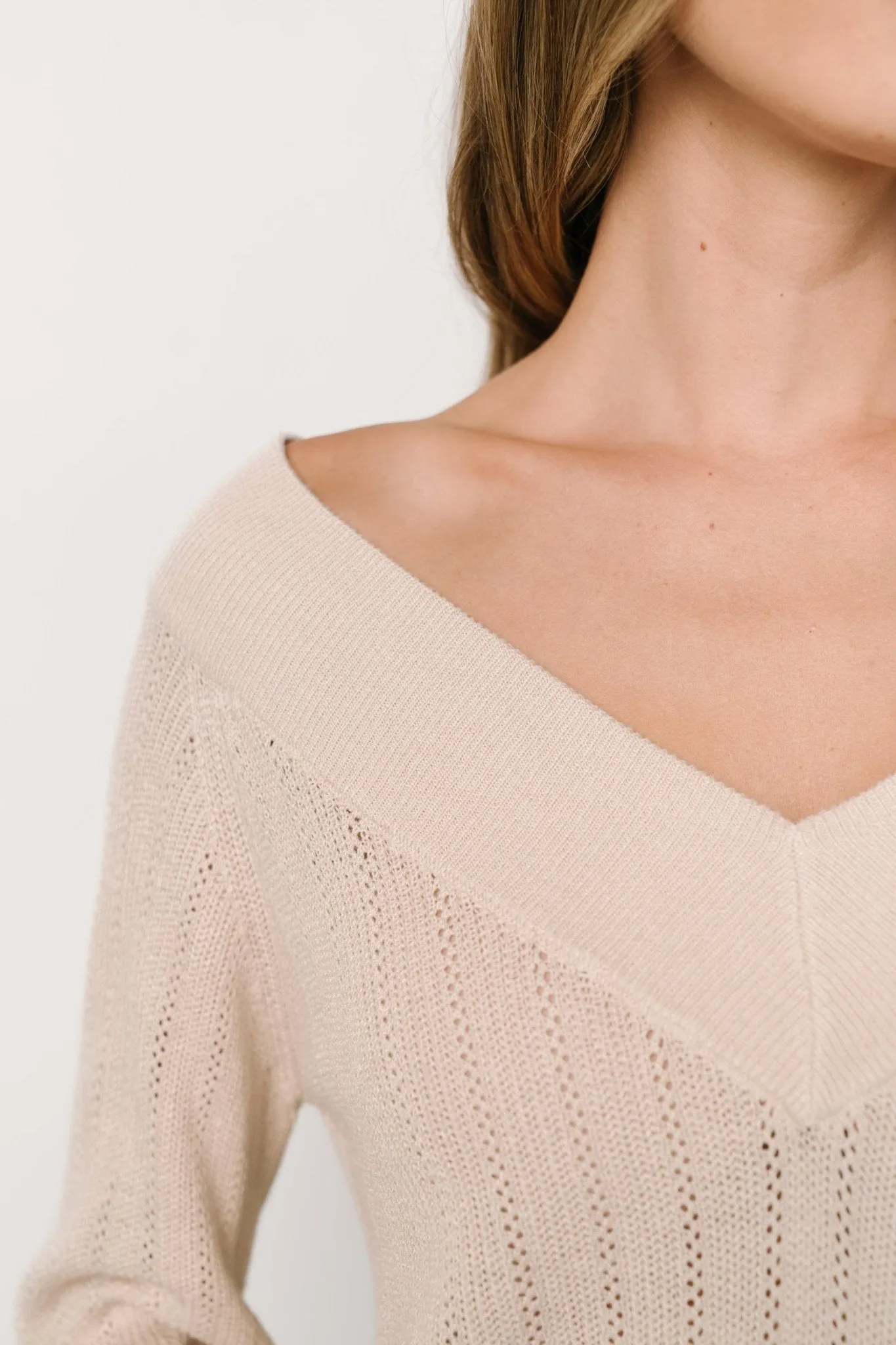 Ashby V Neck Sweater Top | Natural sold by Baltic Born product image thumbnail 2