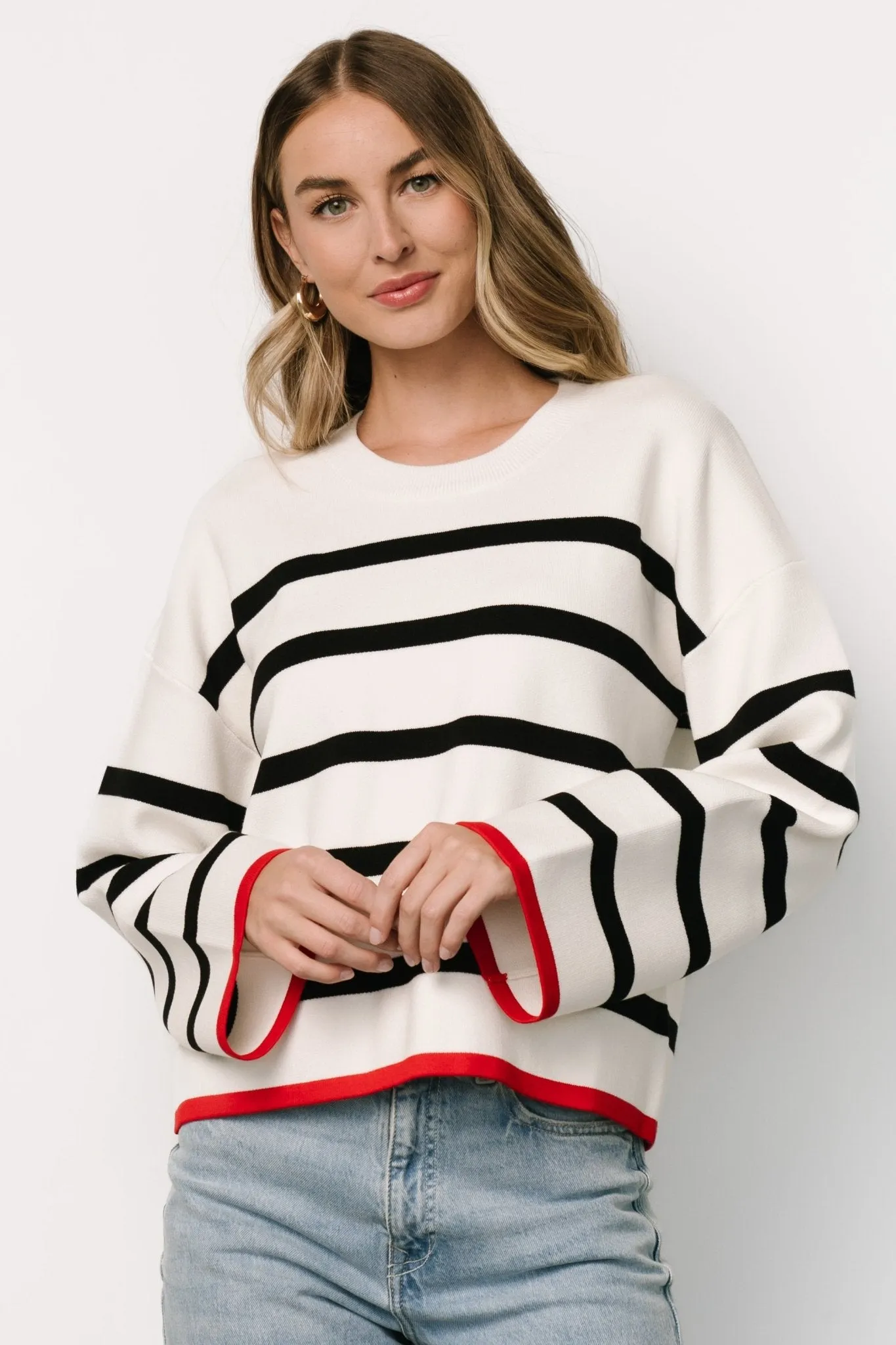 Madilyn Striped Sweater | Off White + Black sold by Baltic Born product image thumbnail 5