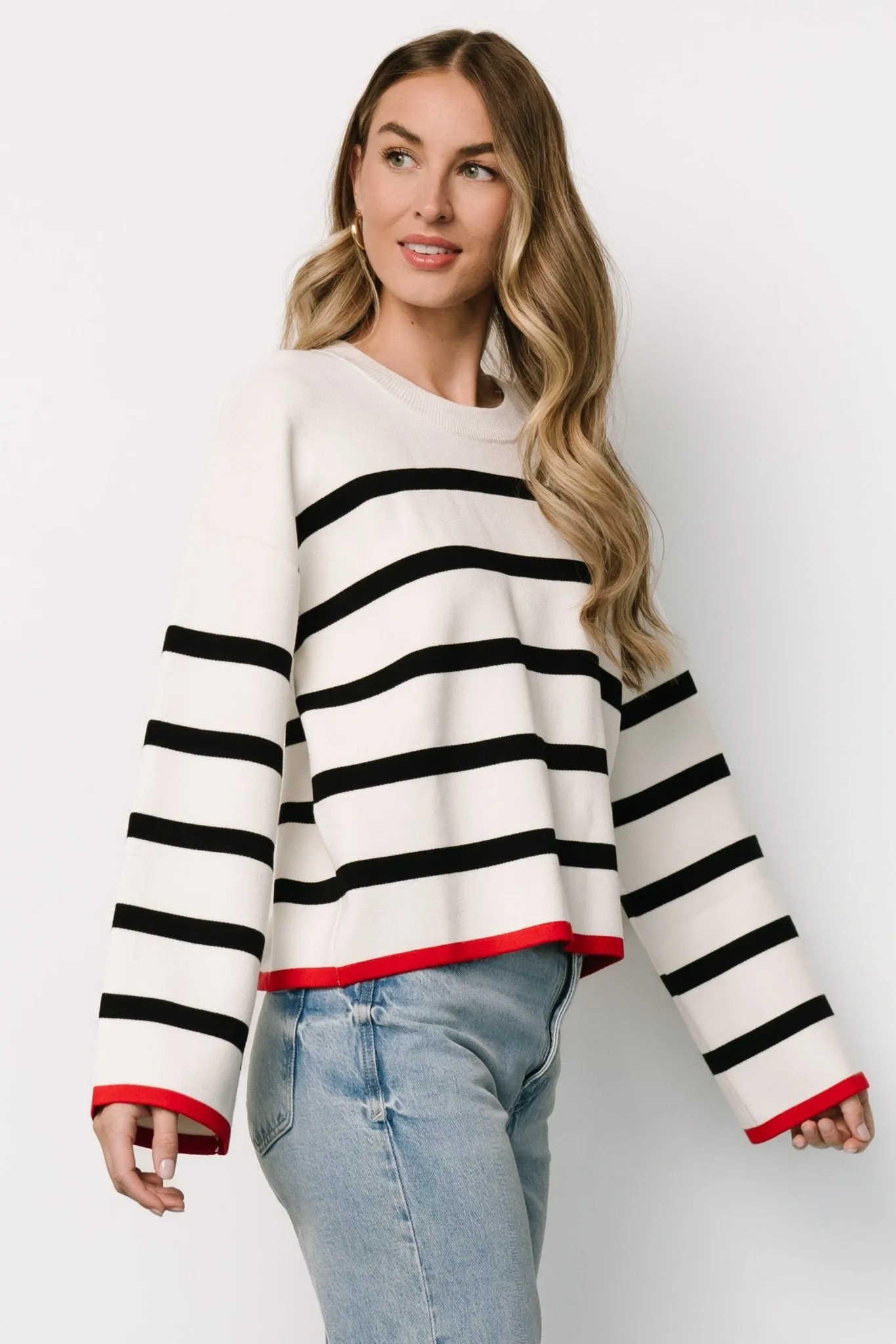 Madilyn Striped Sweater | Off White + Black sold by Baltic Born product image thumbnail 2