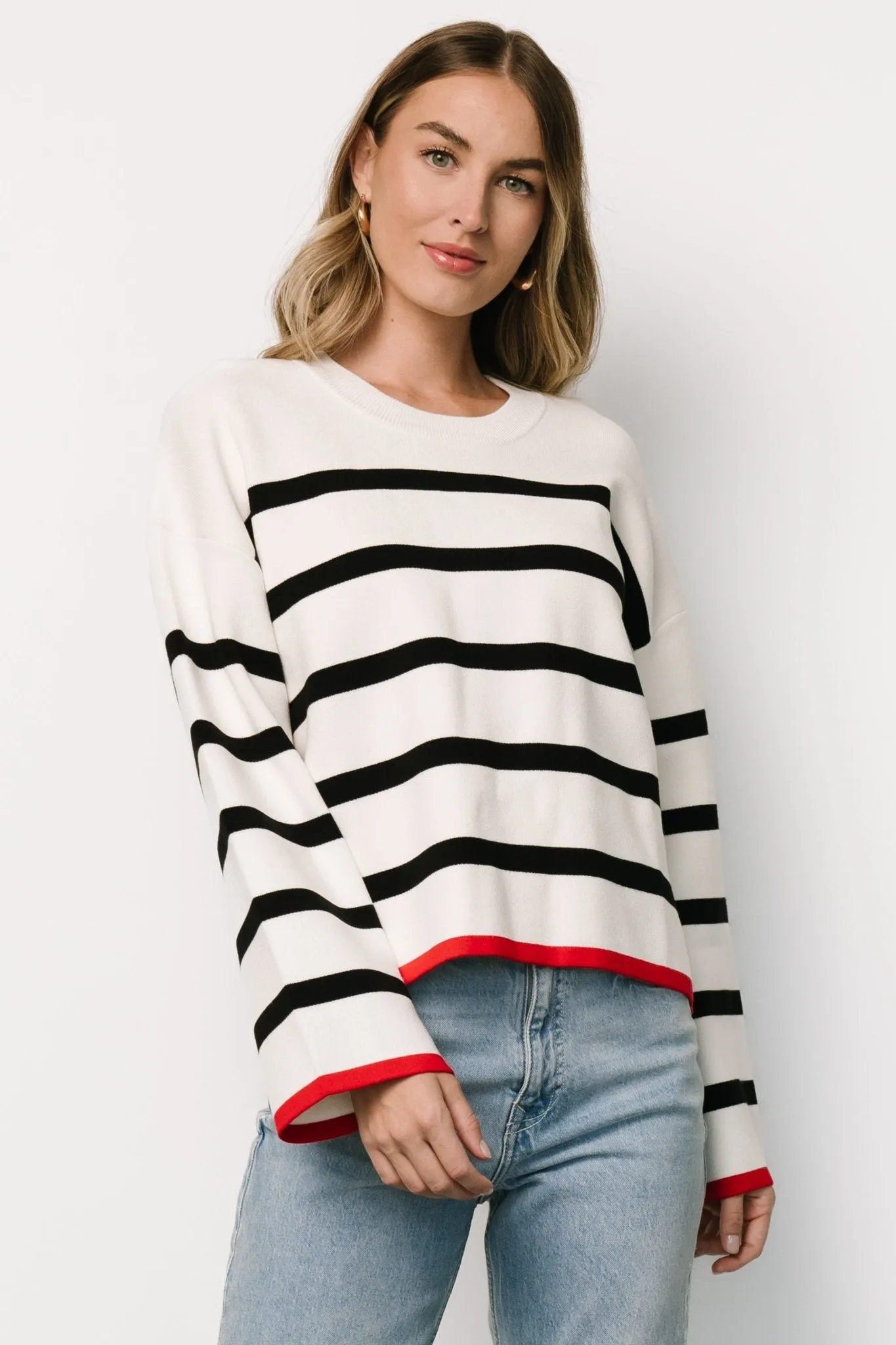 Madilyn Striped Sweater | Off White + Black sold by Baltic Born product image thumbnail 3
