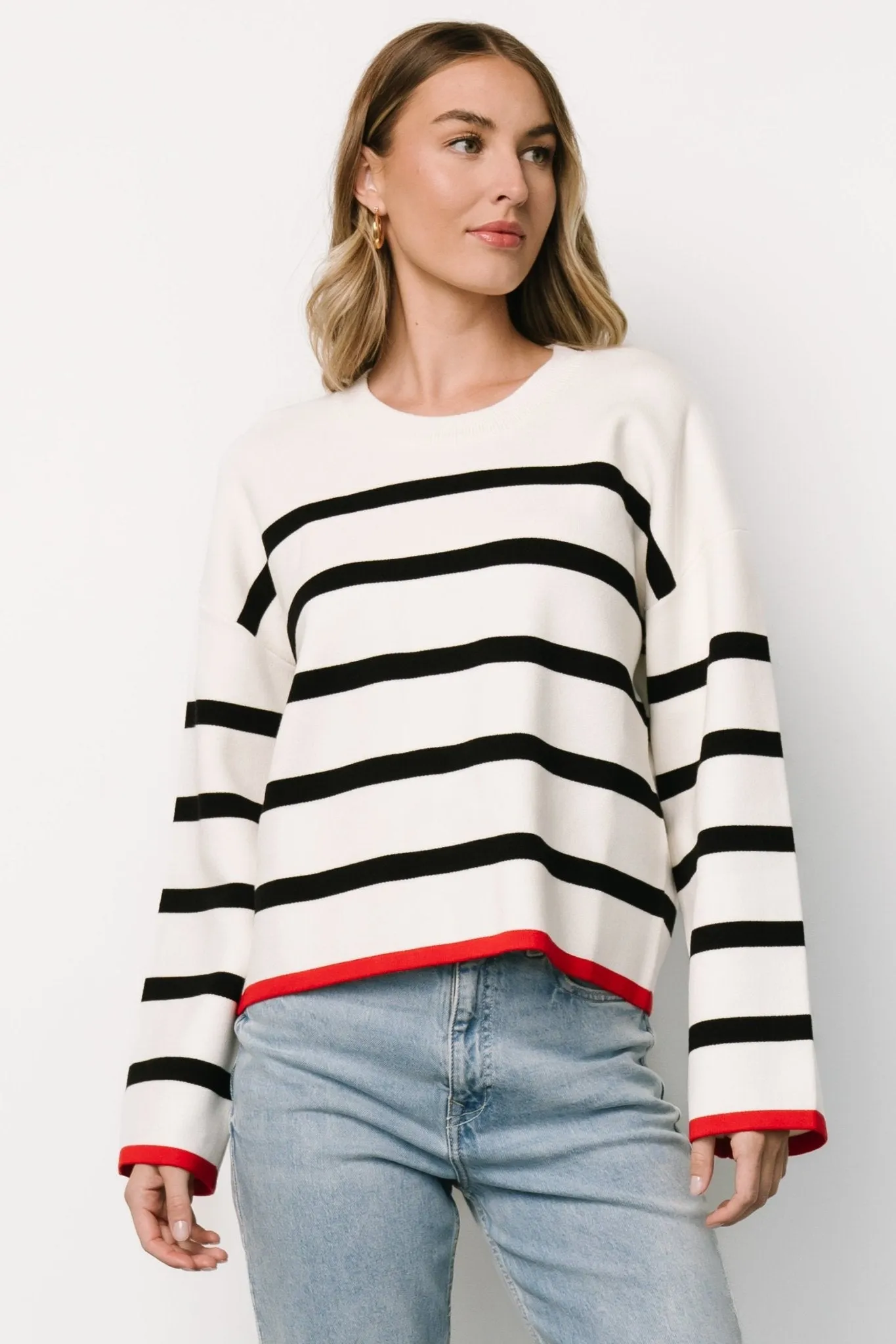 Madilyn Striped Sweater | Off White + Black sold by Baltic Born