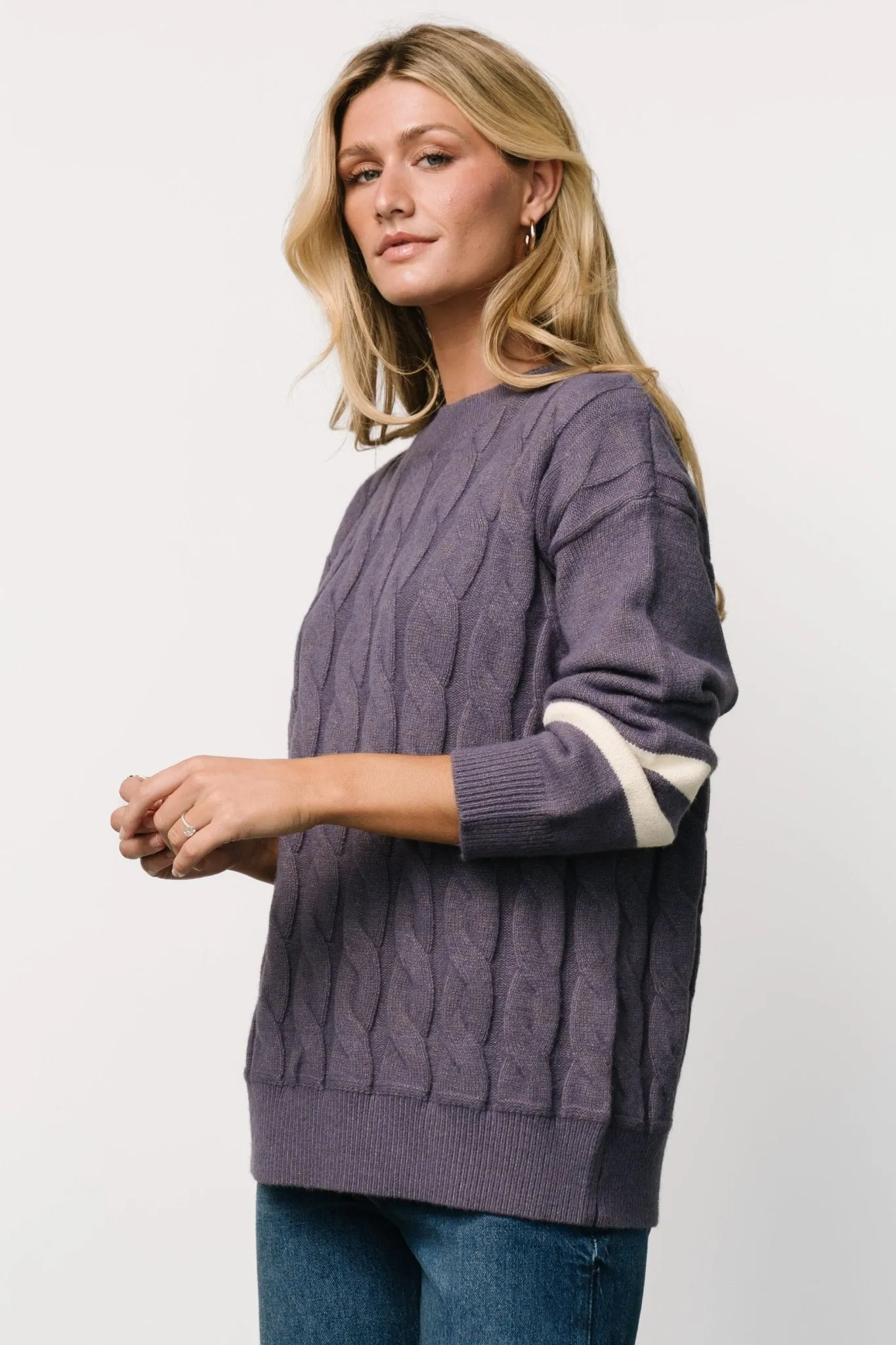 Lund Cable Knit Sweater | Vintage Purple sold by Baltic Born product image thumbnail 2