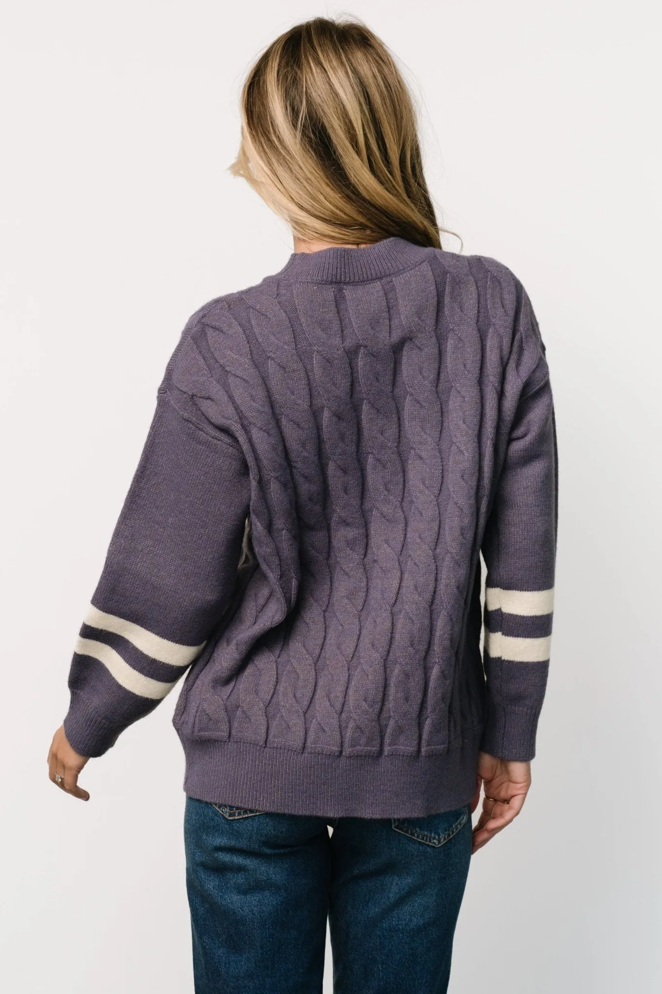 Lund Cable Knit Sweater | Vintage Purple sold by Baltic Born product image thumbnail 3